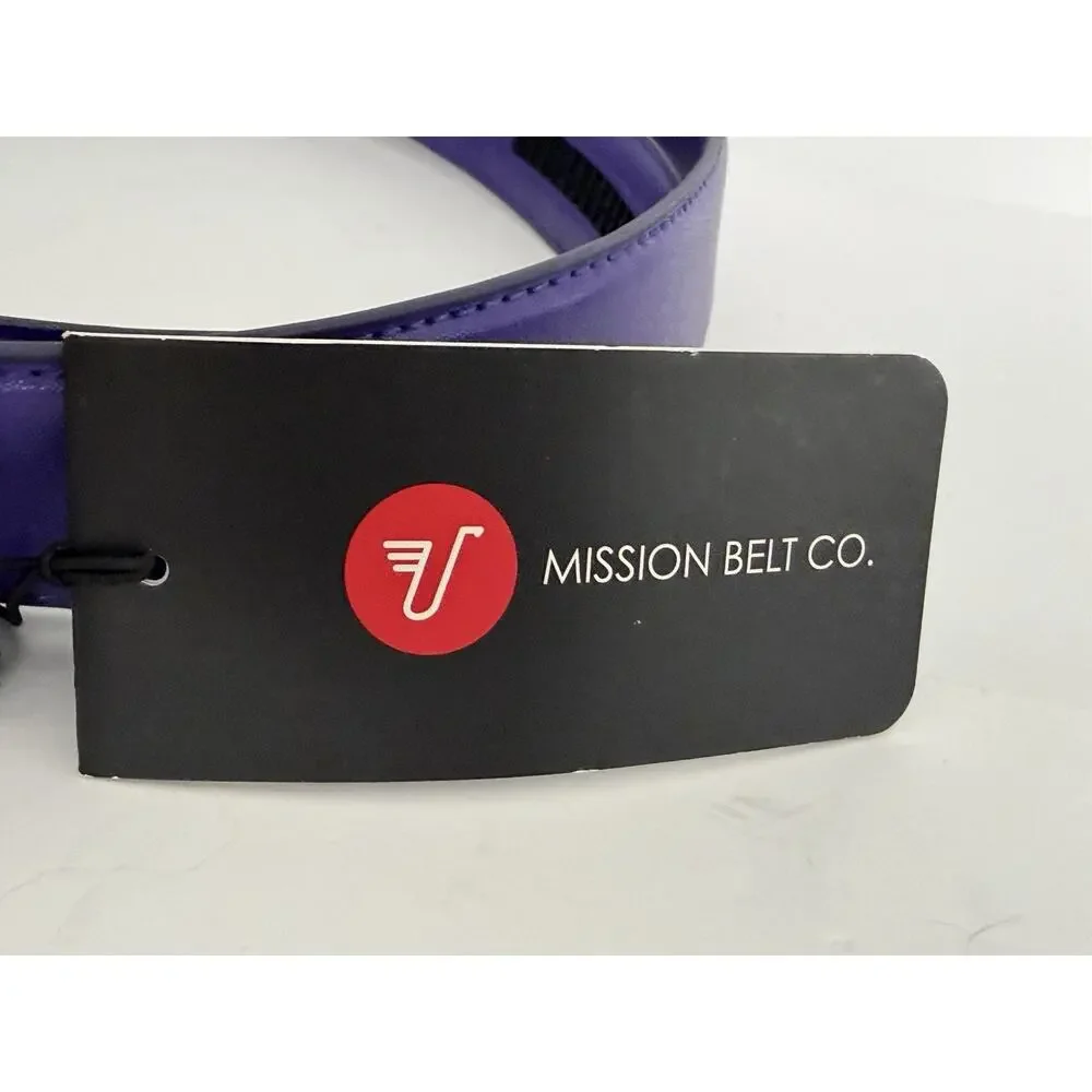 NEW Clemson Tigers Mission Leather Belt •Men L• Metal Buckle Leather Purple $89